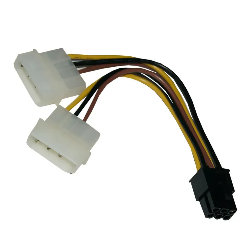 ATX IDE Molex Power 2X 4P Dual 4 To 6-Pin 6P PCI Express PCIe Video Card Adapter Cable 18CM