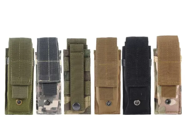 Tactical Single Pistol Magazine Pouch Military Molle System Pouch Knife Flashlight Sheath Pouch Hunting Camo Bags