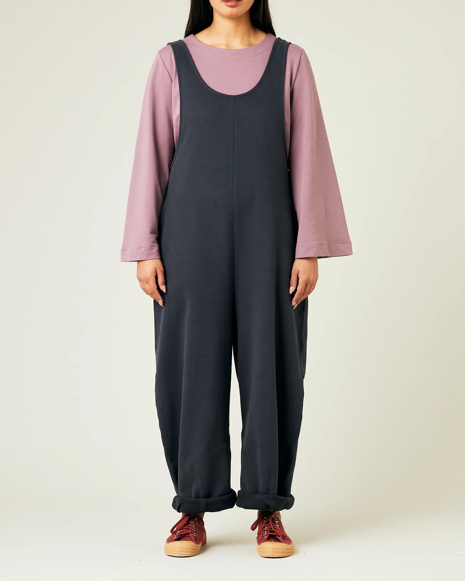 CLOVER ORGANIC COTTON JERSEY JUMPSUIT - SLATE