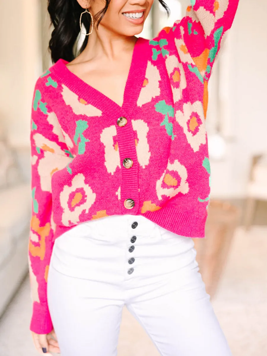 Hot Pink Floral Cardigan