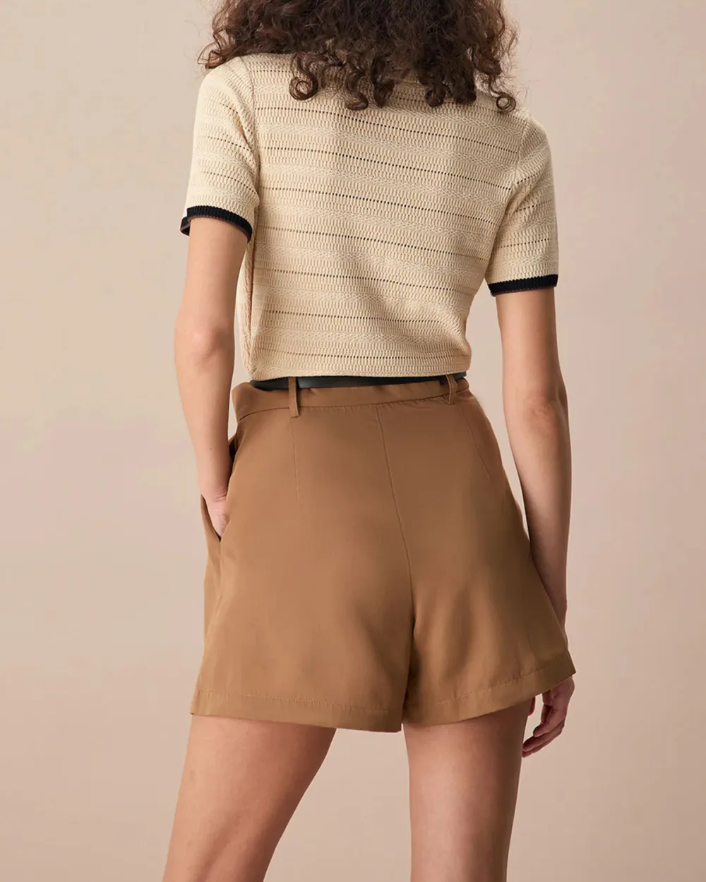 The Apricot Lapel Contrast Trim Knit Tee