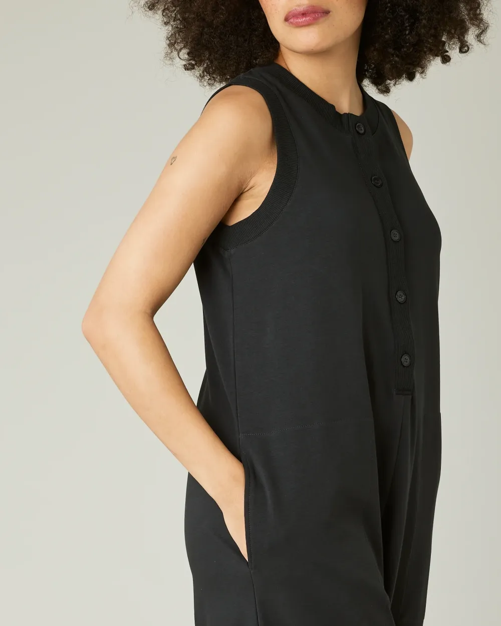 SLATE COTTON JERSEY JUMPSUIT