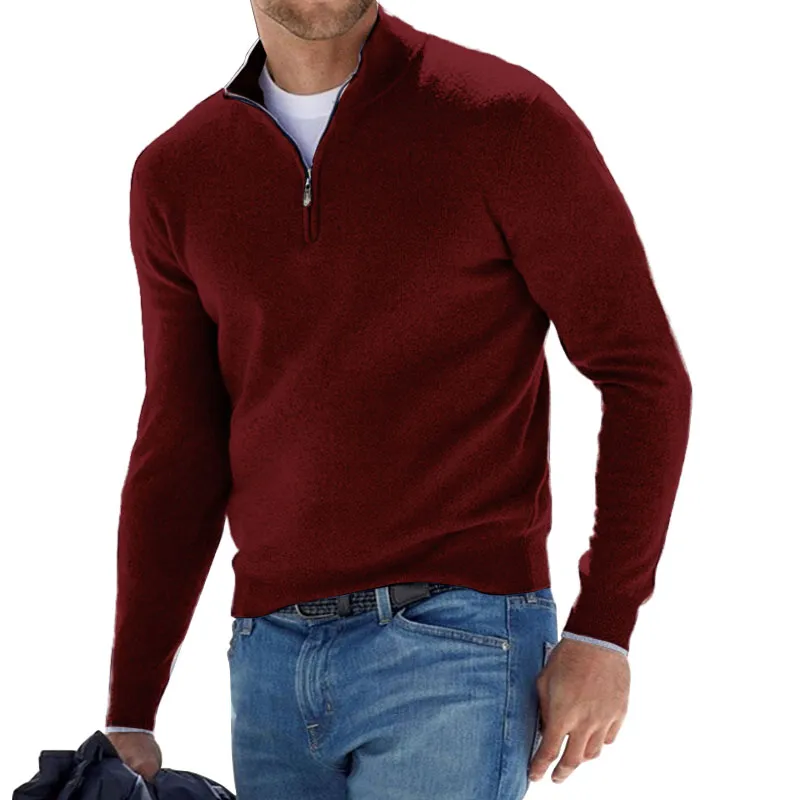 Men's Cashmere Zipper Basic Sweater