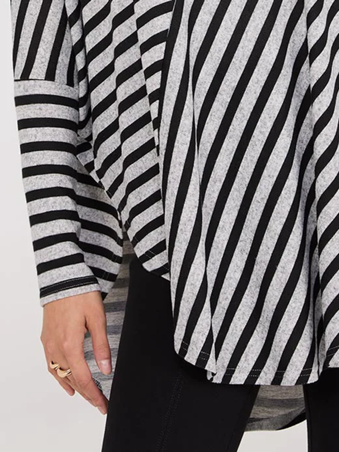 Striped Batwing High-Low Top