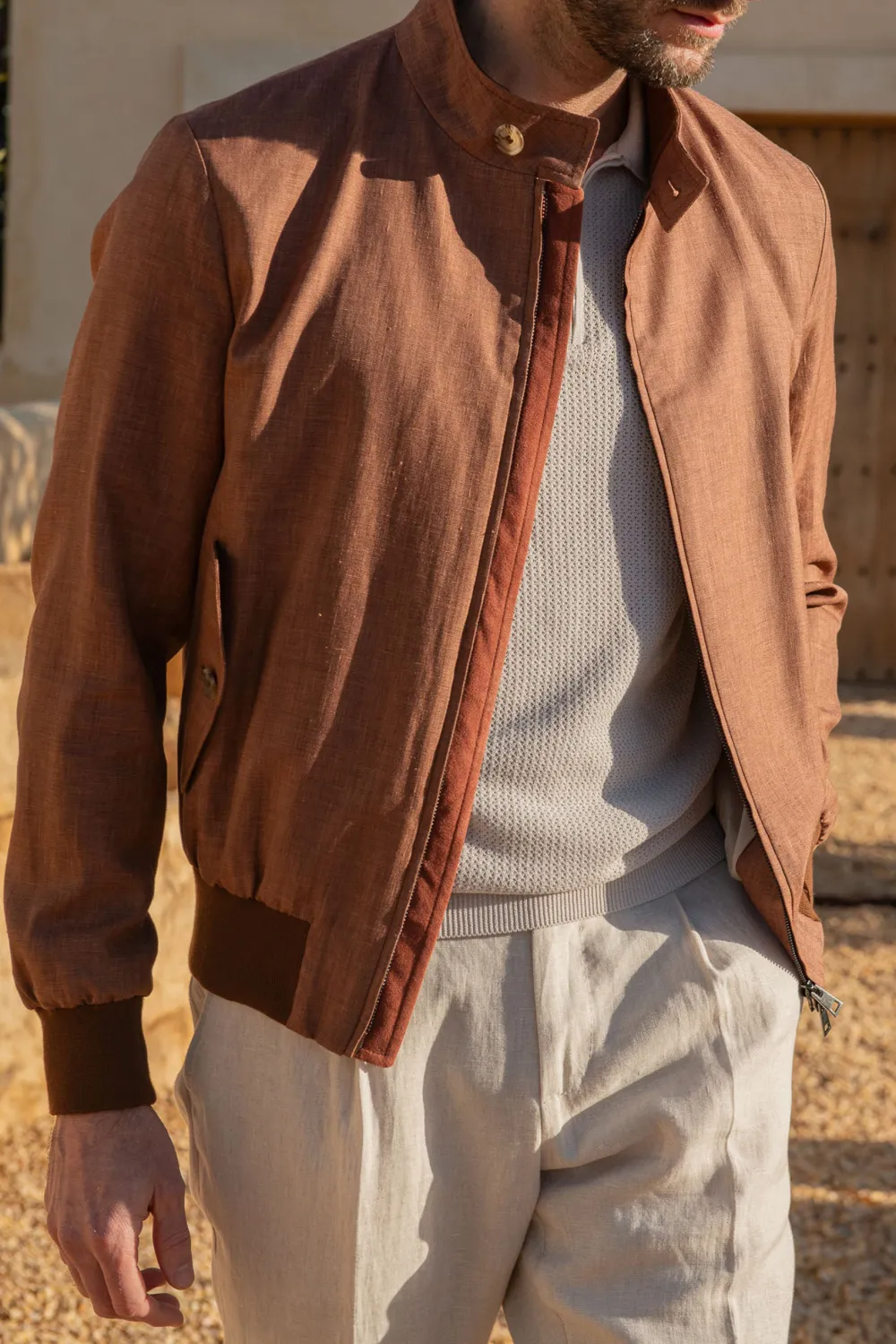 RUSTY SHORT JACKET IN LORO PIANA FABRIC