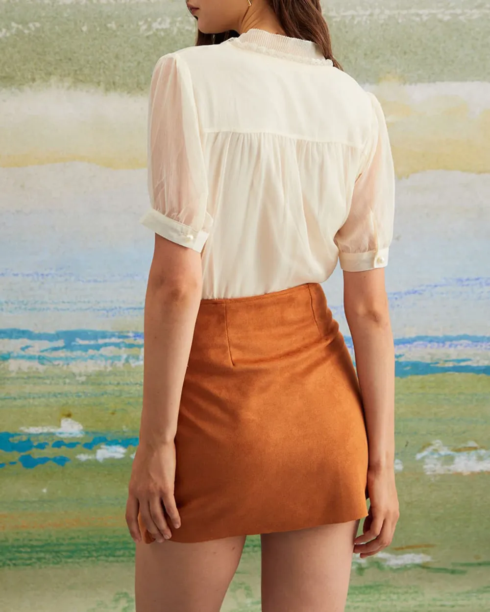 The Apricot V Neck Button See Through Shirt