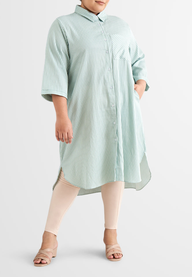 Lapel Button Shirt Dress