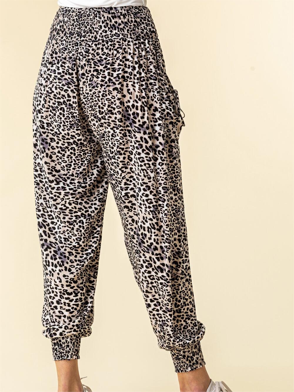 Leopard print casual trousers