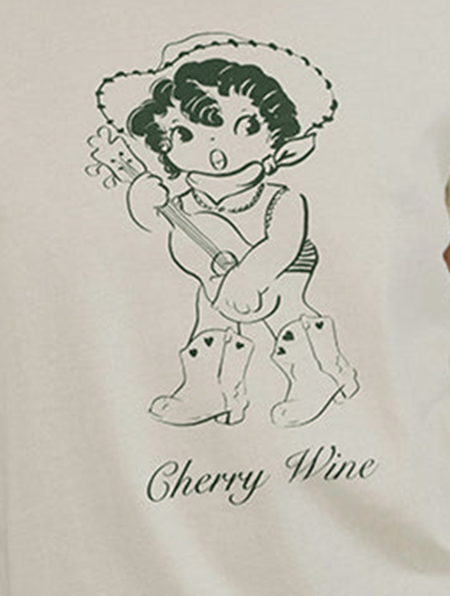 Buttermilk With Cherry Wine Print Saki Tee