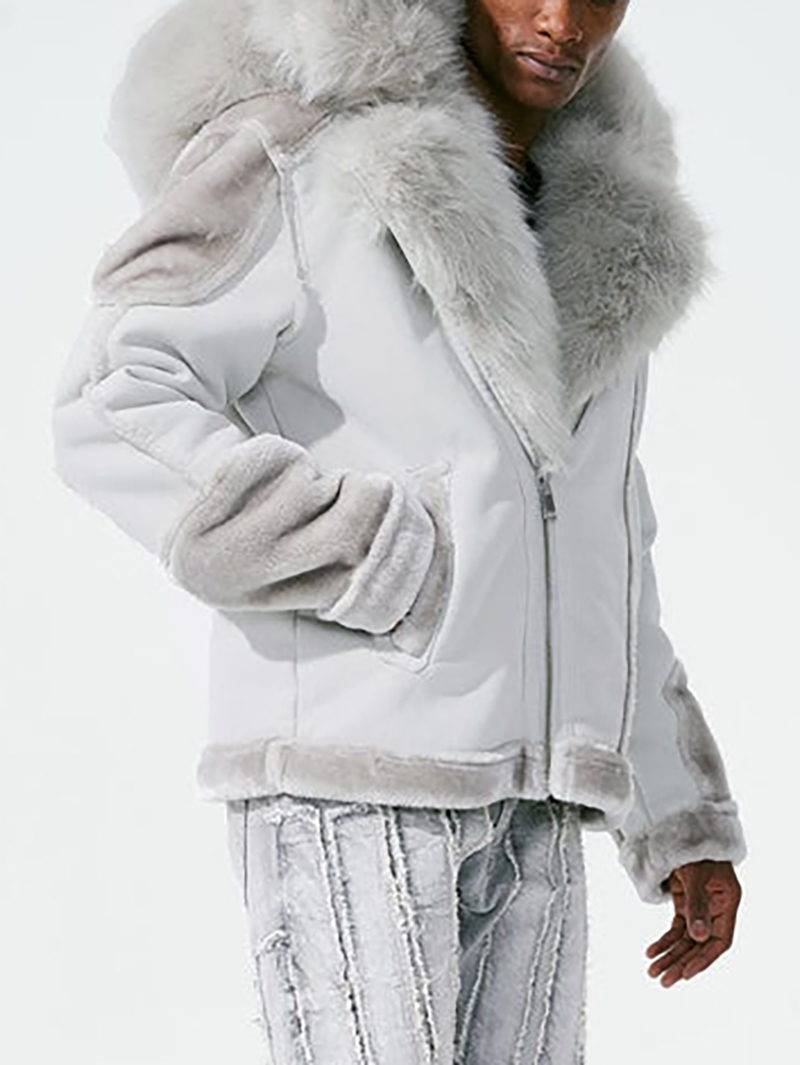 Men's Arctic Wolf Shearling Moto Jacket