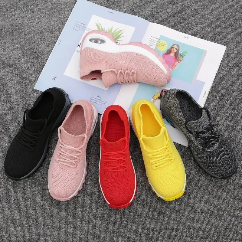 Cilool Lace Up Walking Running Shoes Platform Sneakers