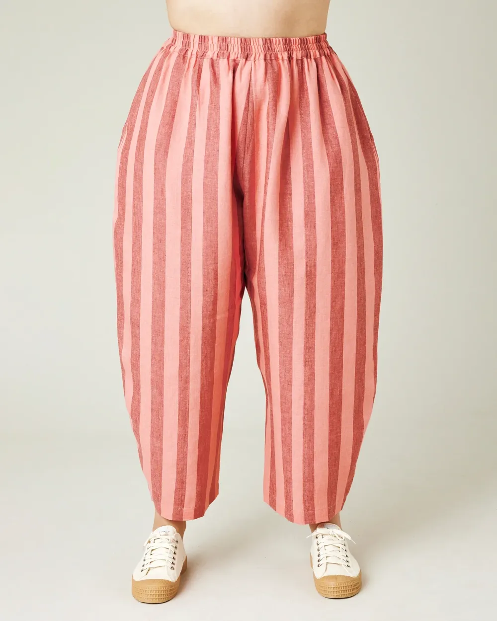 BLUSH STRIPE LINEN TROUSERS