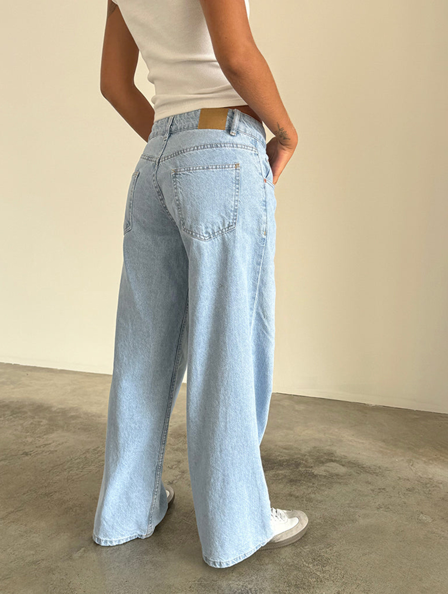 Light Wash Blue Roomy Extra Wide Low Rise Jeans