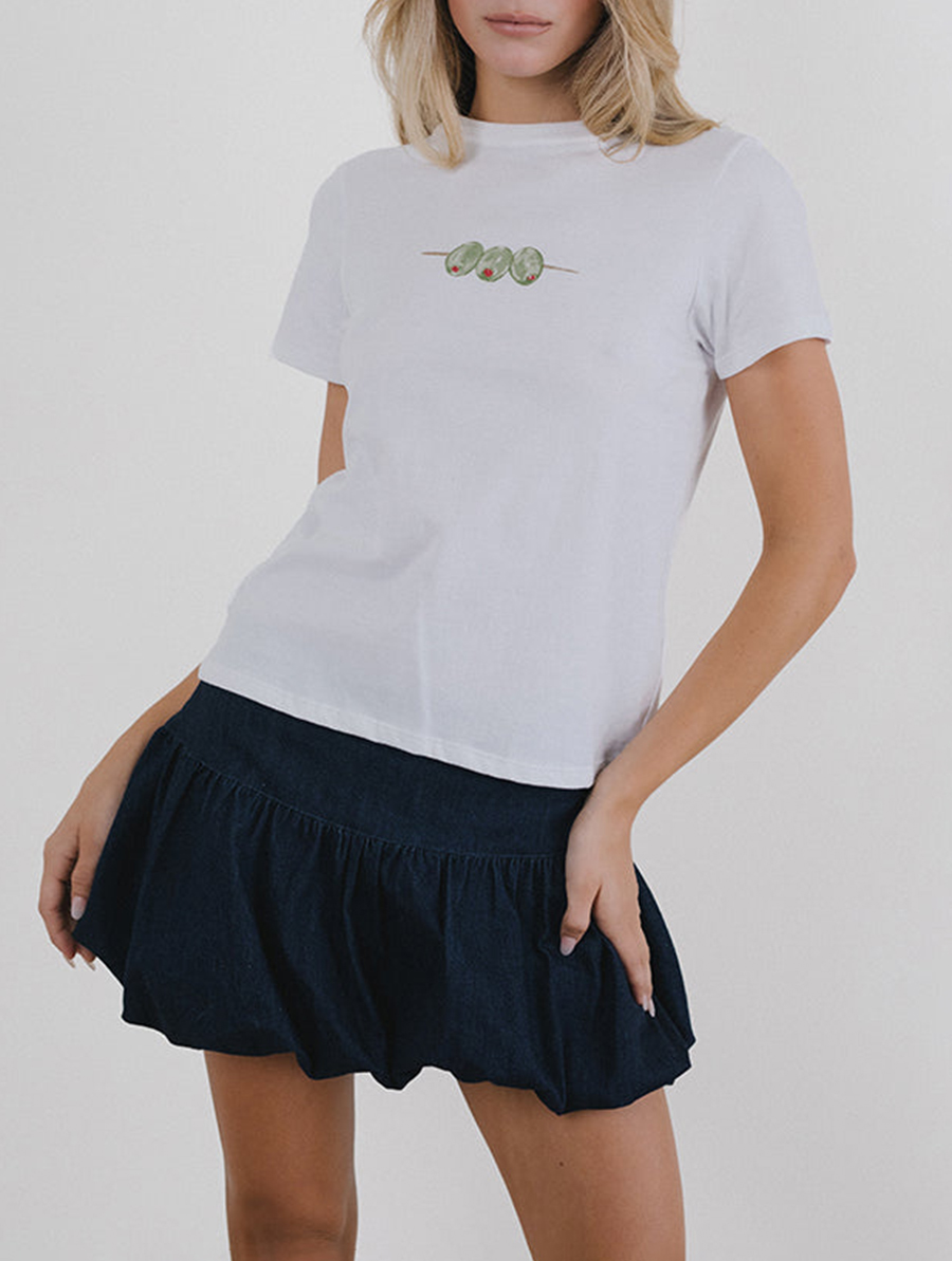 White With Olives Graphic Saki Tee