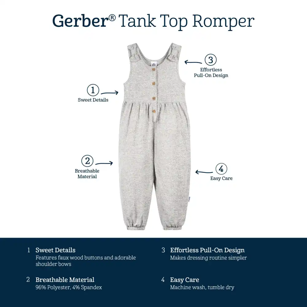 Toddler Girls Light Grey Heather Hacci Romper