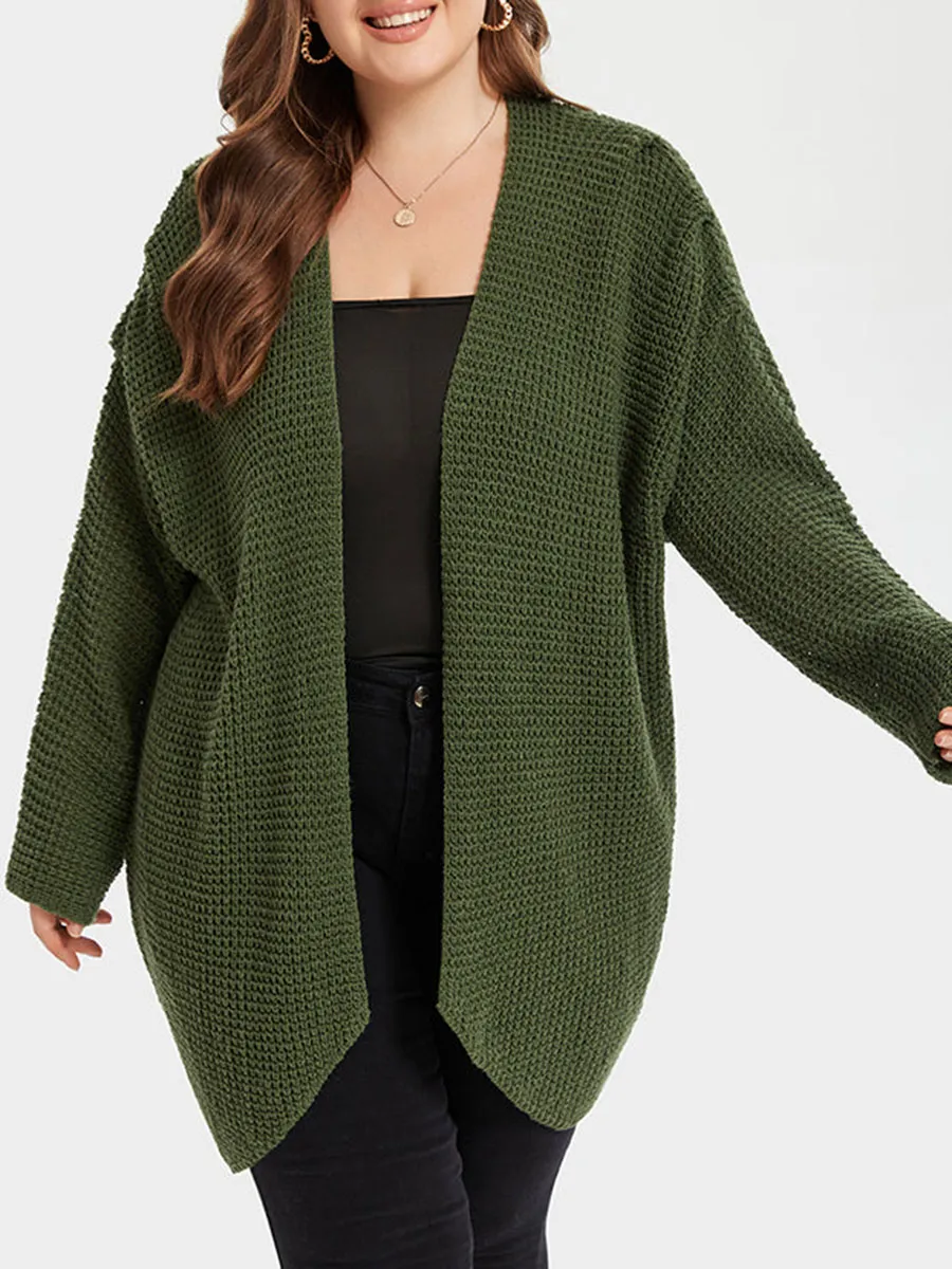 Solid Open Front Cardigan