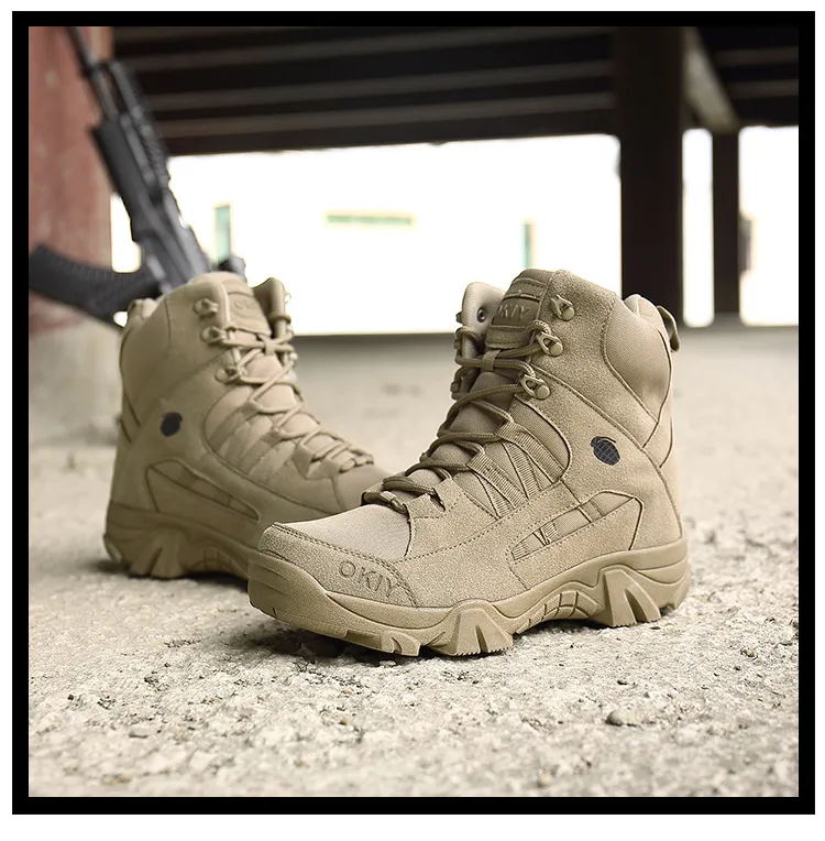 Men's Military Boots Ankle Support Hiking Boots Waterproof Non-Slip Anti-Puncture Work Boots