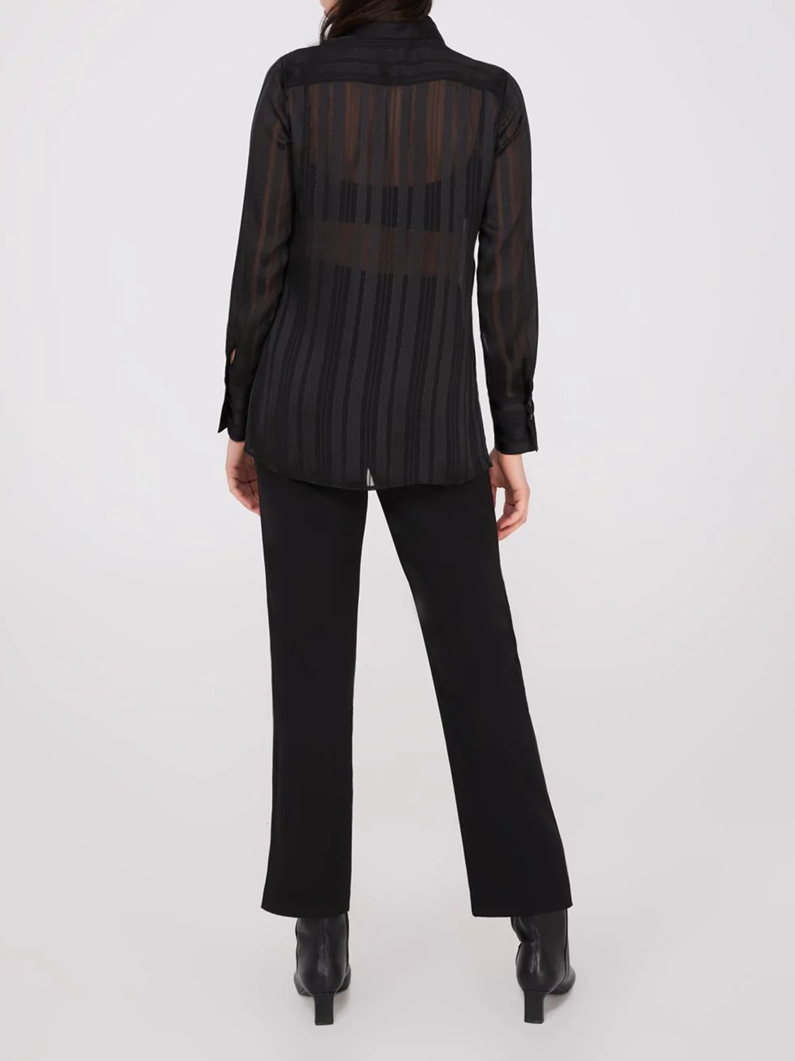 Metallic Shadow Stripe Chiffon Blouse