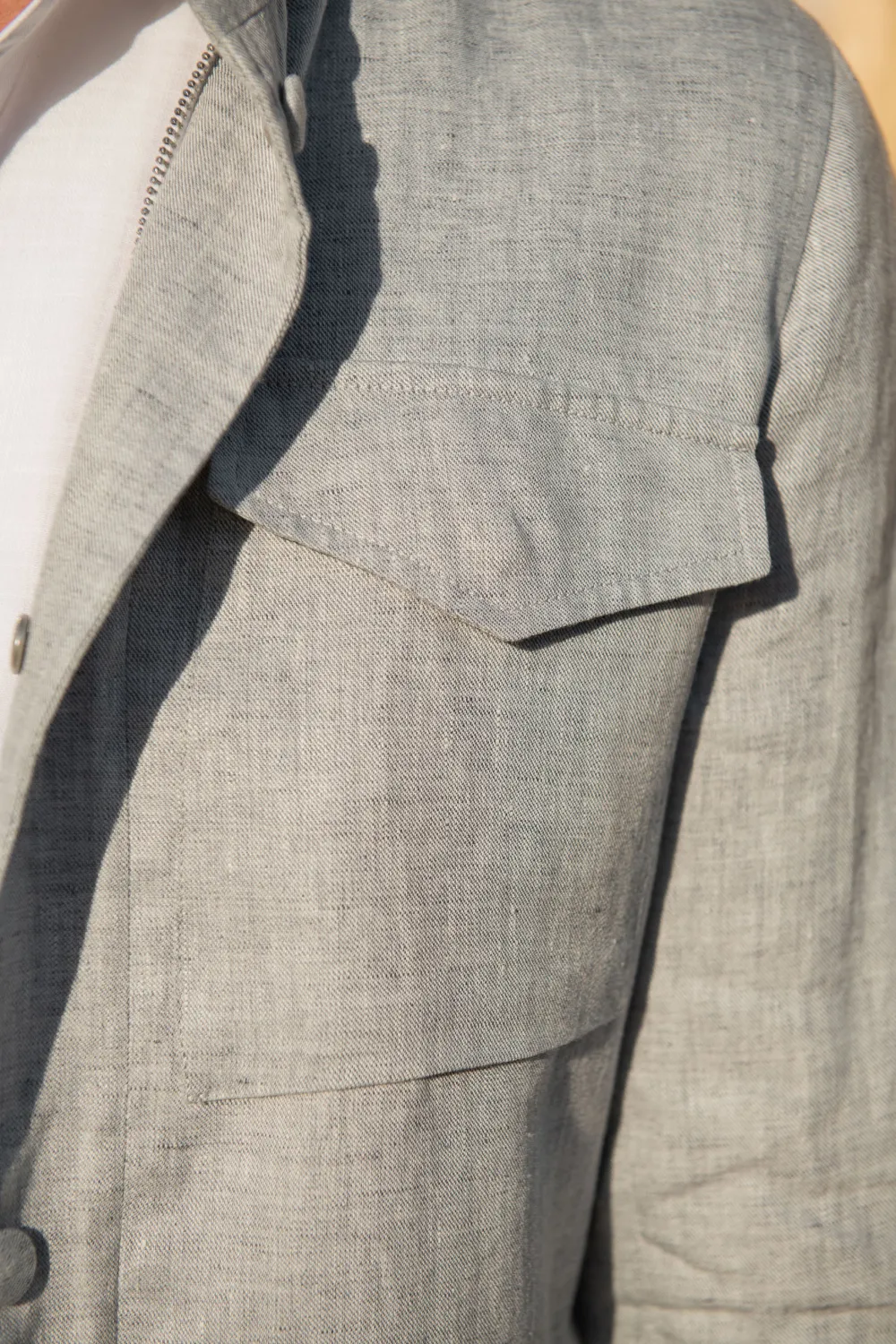 CHALK GREY LINEN FIELD JACKET