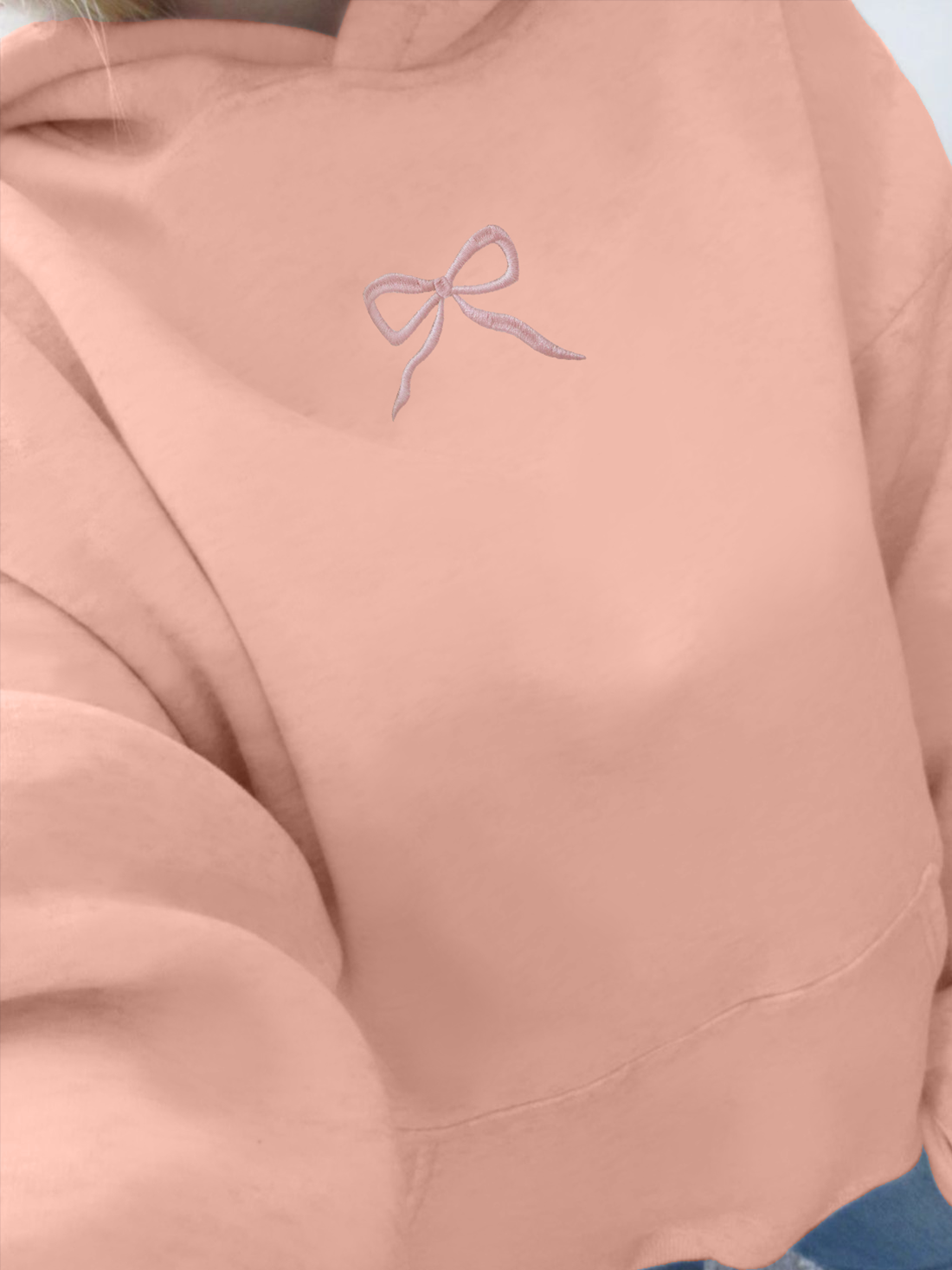 Embroidered Bow Printed Hoodie