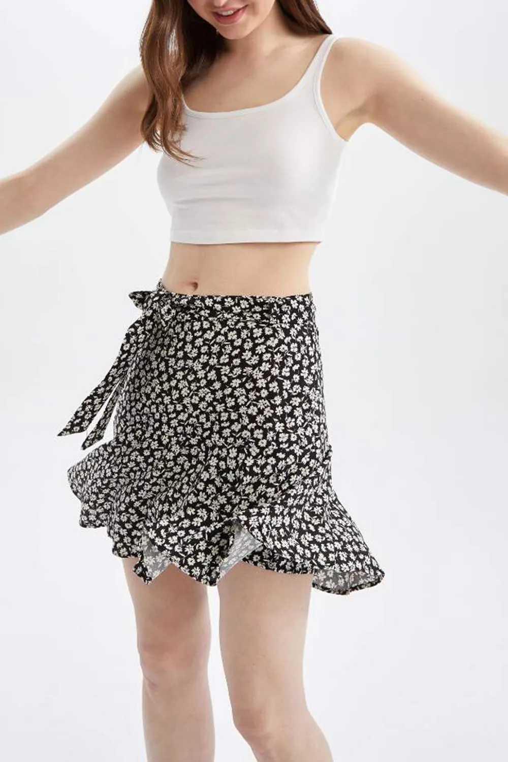 Floral Print Mini Short Skirt