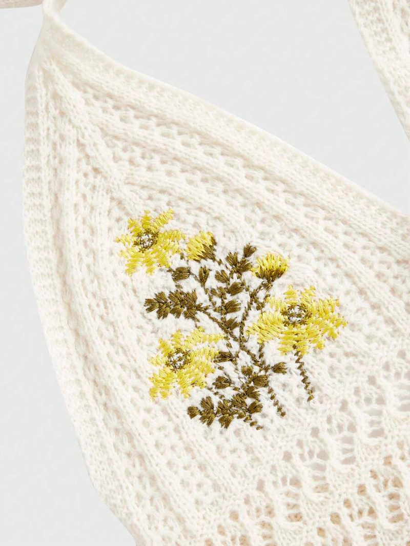 Fairycore Summer Crochet Beach Daisy Embroidery Halter Knit Top