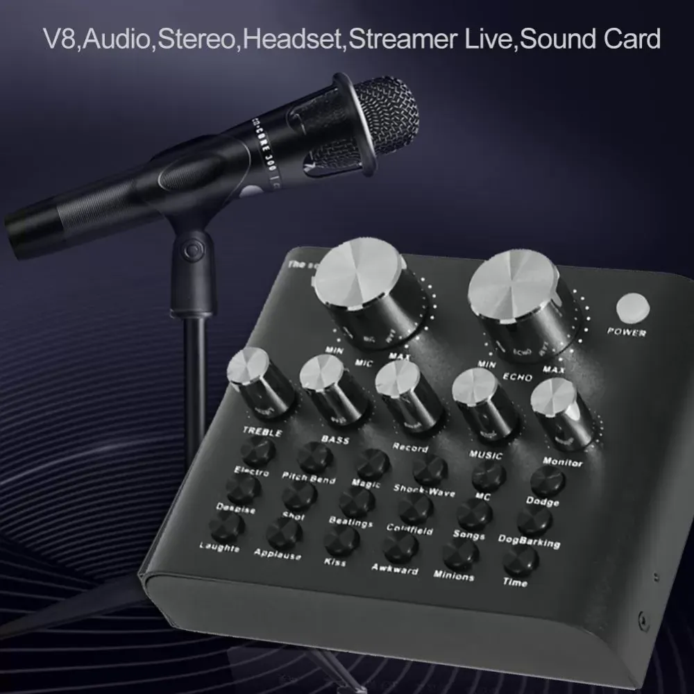 V8 AudioHeadset Microphone Live USB External Sound Card For Mobile Phone Computer audio interface Sound Card