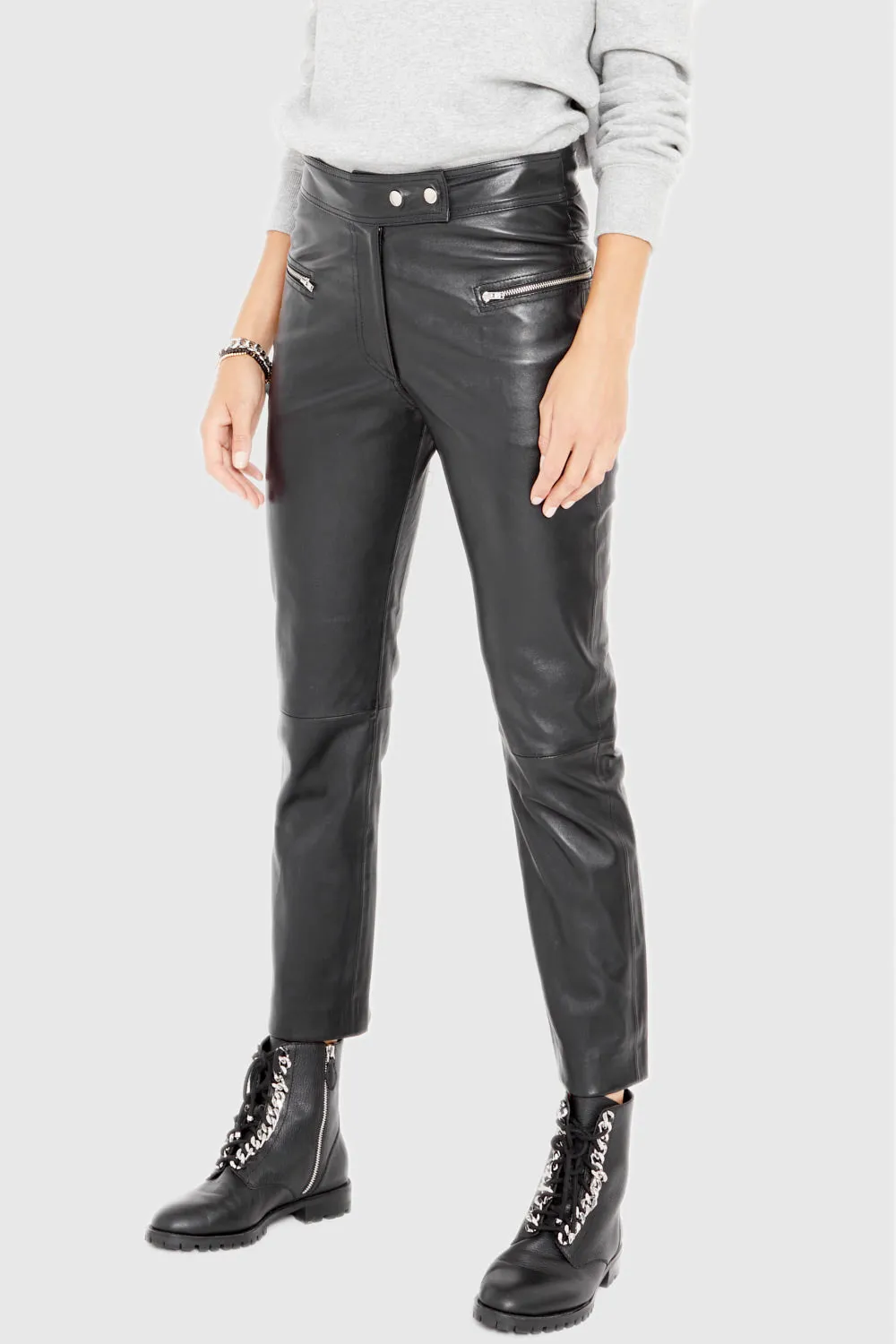 Black Motorcycle Style Leather Pants