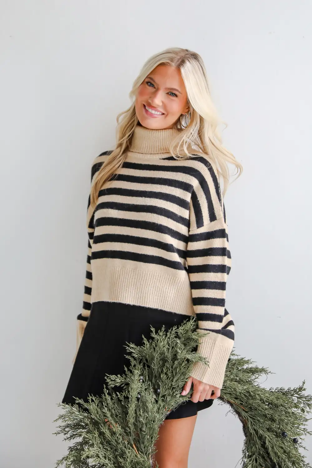 Cuddly Approach Striped Turtleneck Sweater