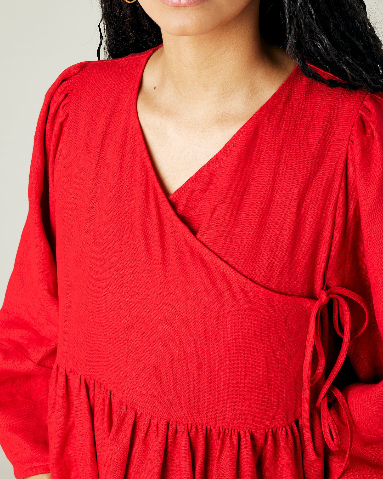 RED LINEN DRESS