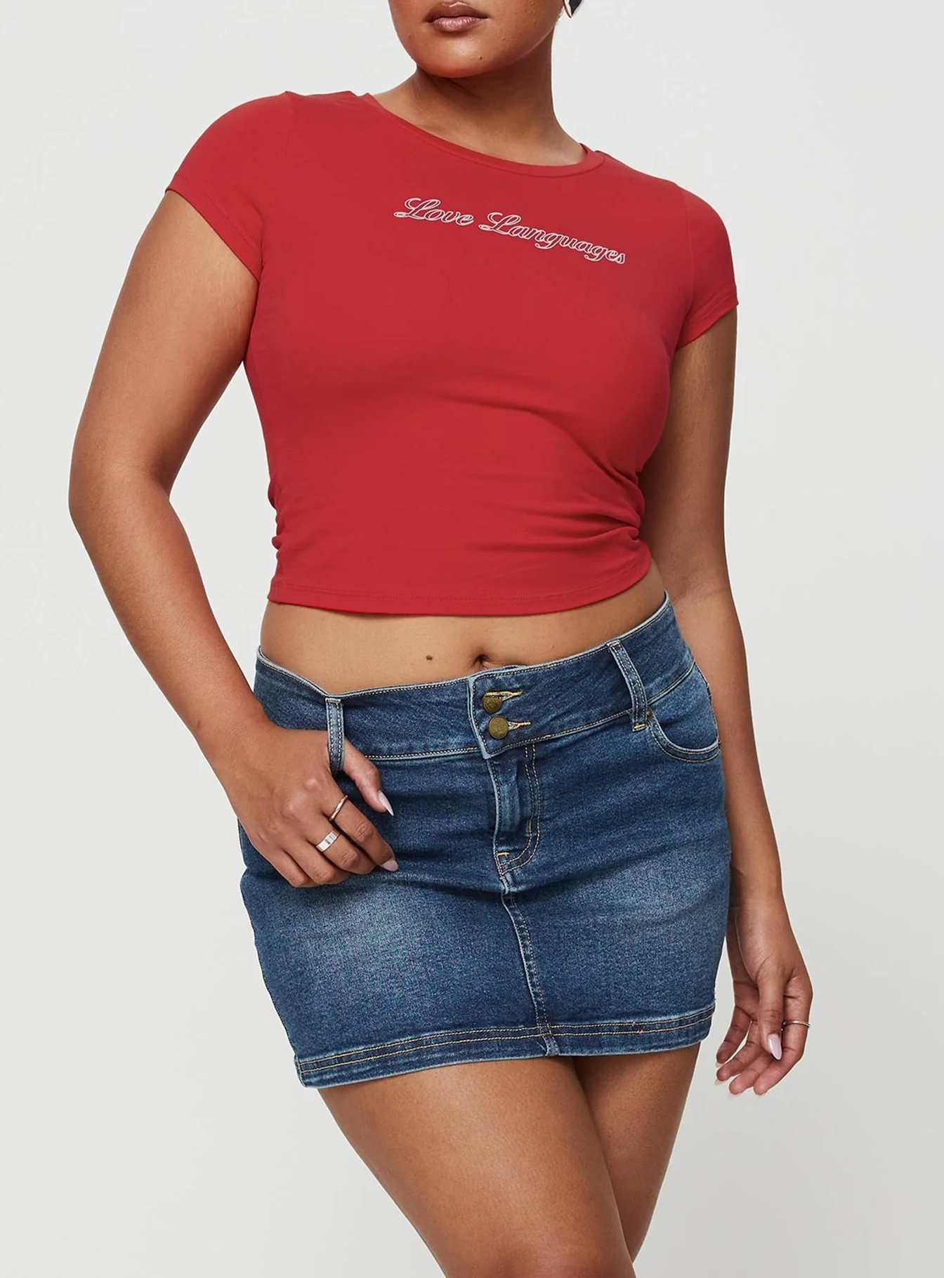 Faya Low Rise Denim Mini Skirt