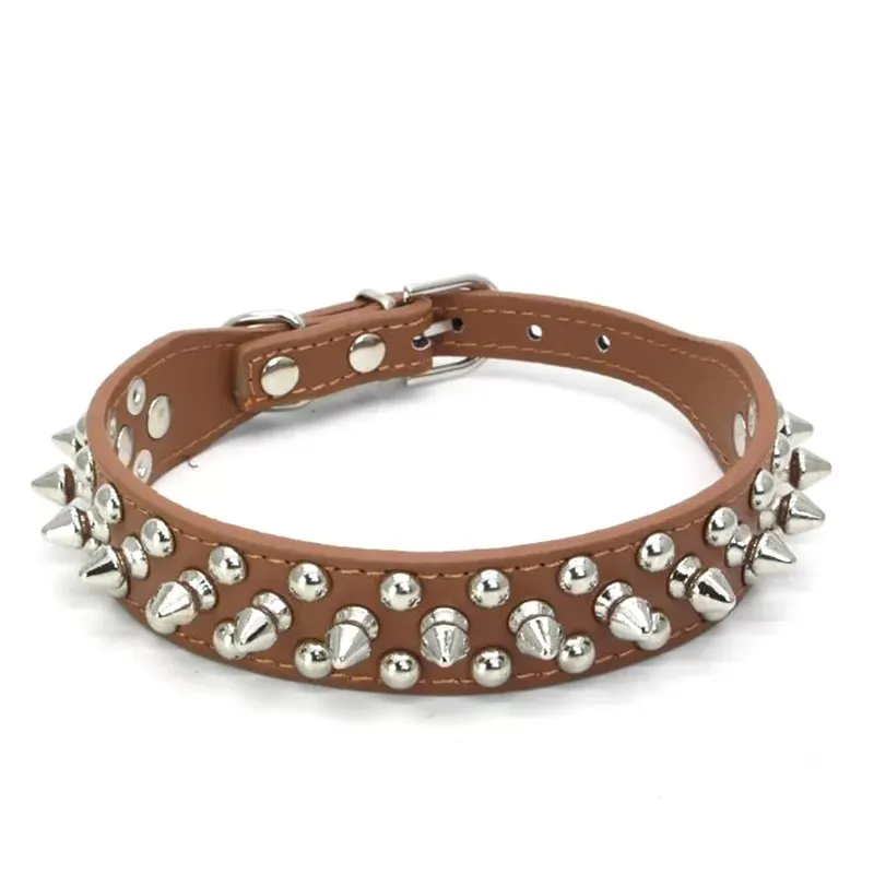 Pet Collars Adjustable Punk Rivet Spiked Studded PU Leather Pet Puppy Dog Collar Neck Straps