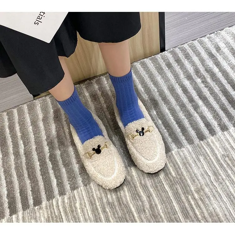 Cilool Furry Flats Loafers Fu64