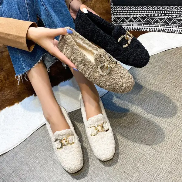 Cilool Furry Flats Loafers Fu66