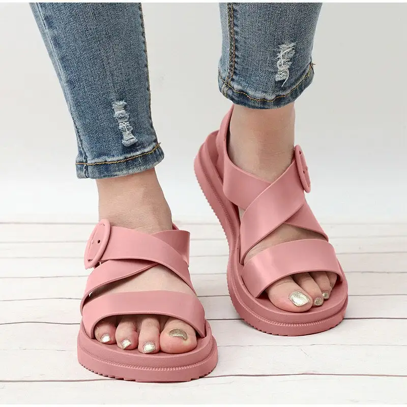 Women Gladiator Sandals Buckle Soft Jelly Shoes