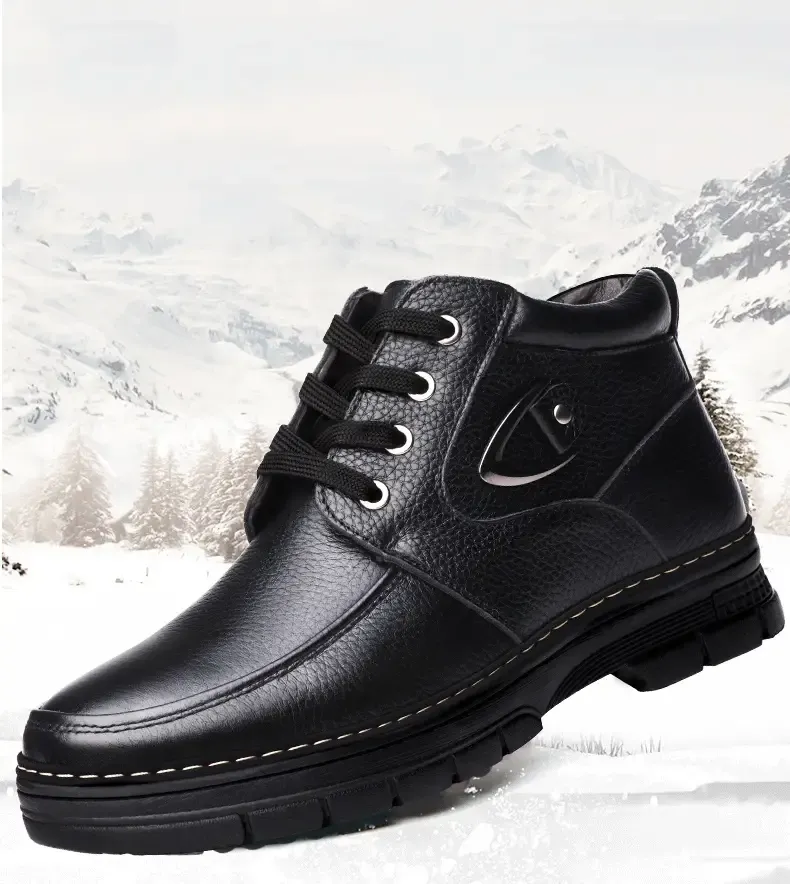 🔥On This Week Sale 70% OFF🔥 Men's Leather Thermal Winter Shoes Boots Lace-ups, Casual Walking Shoes