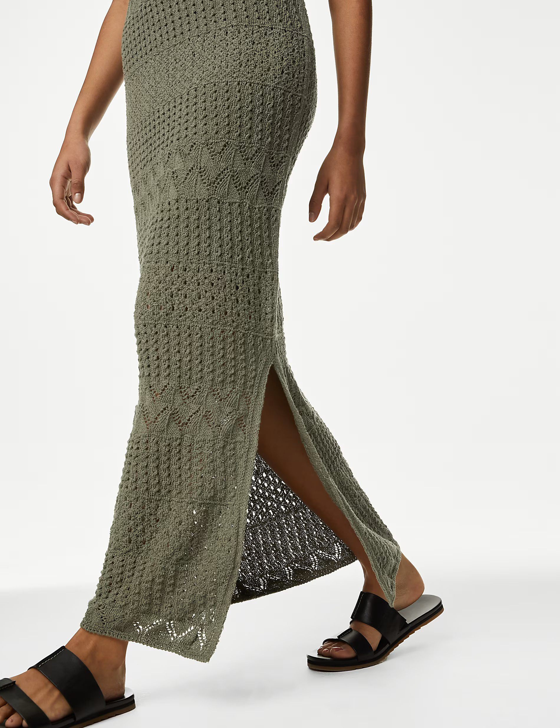 Cotton Rich Textured Midi Knitted Dress