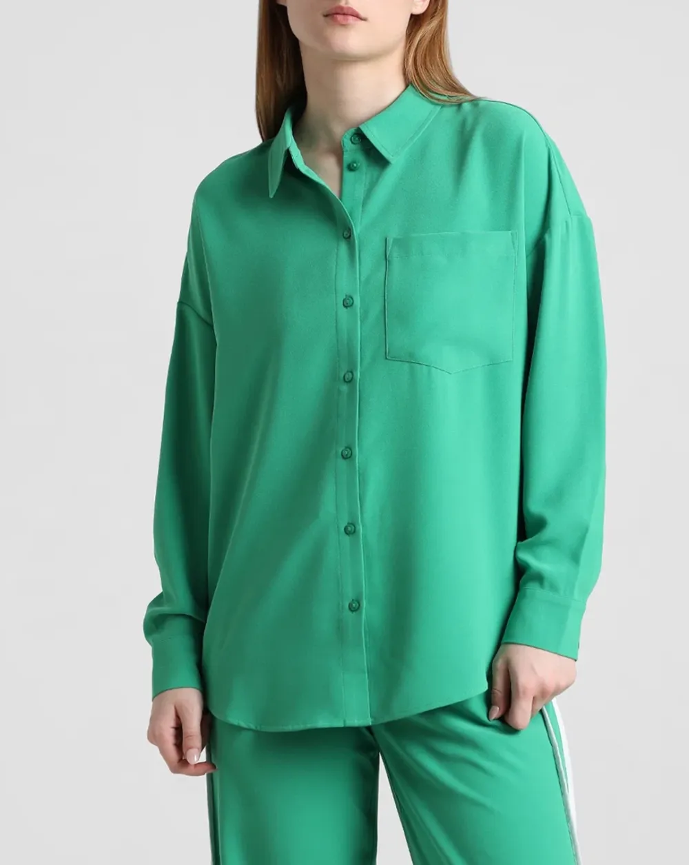 Green Contrast Pipping Shirt