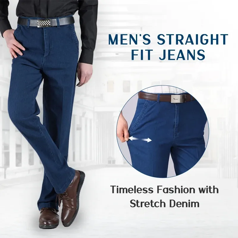 Anthoern Dad Jeans- Men's High Waist Straight Fit Stretch Jeans