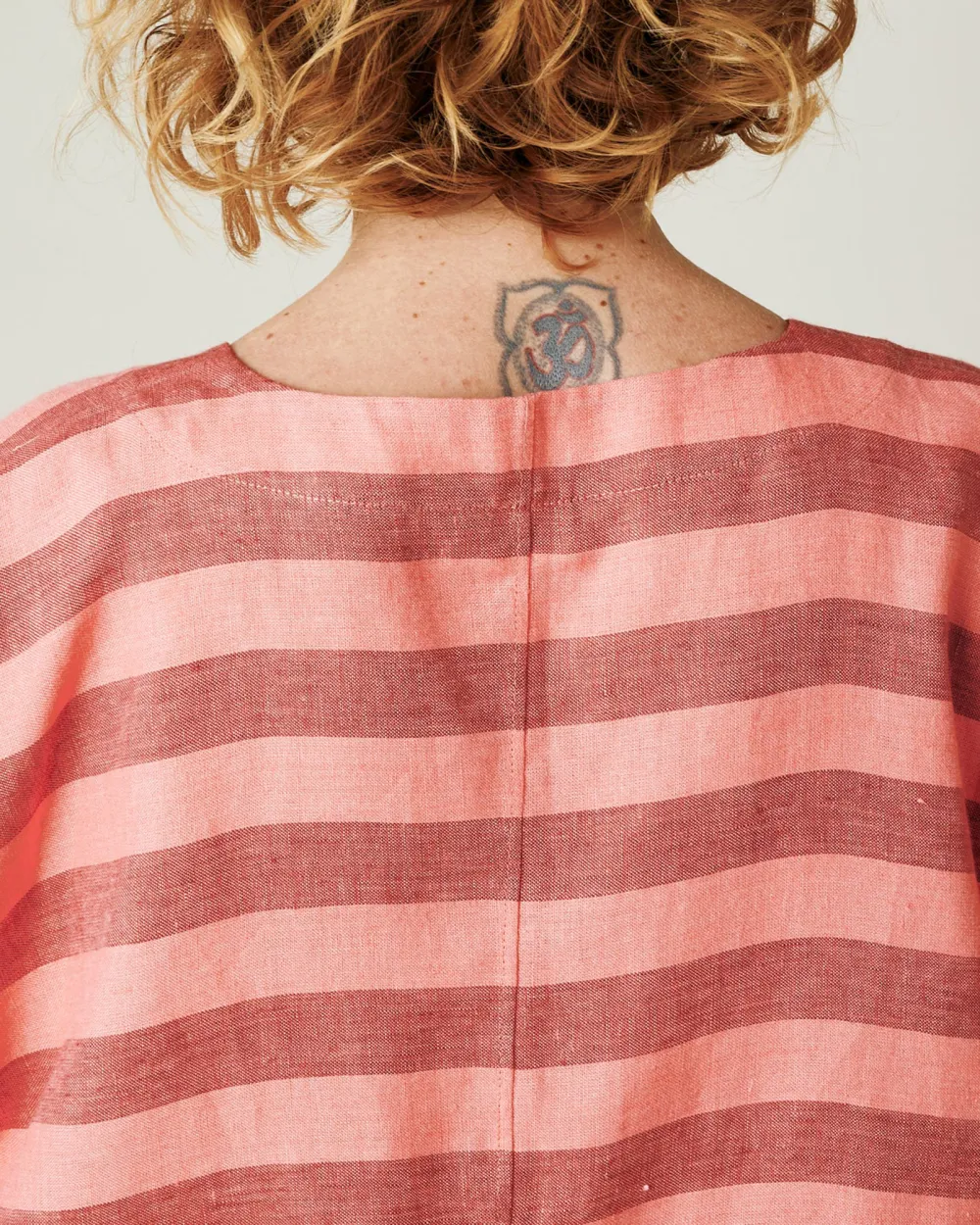 POLLY BLUSH STRIPE LINEN TOP