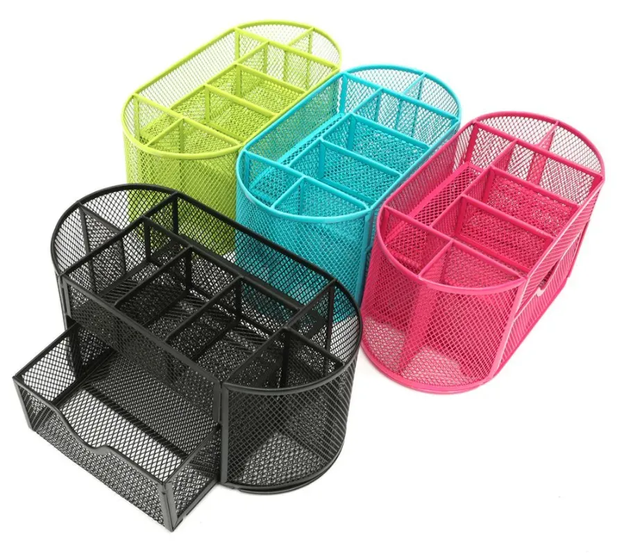 Metal Penalty Organizer Mesh Desk Organizer Table 9 Cell Jewelry Storage Box Drawer Pencil Pen Holder For Neatening Tools