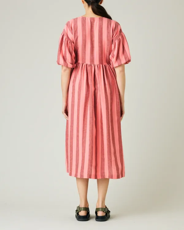 WINNIE BLUSH STRIPE LINEN DRESS