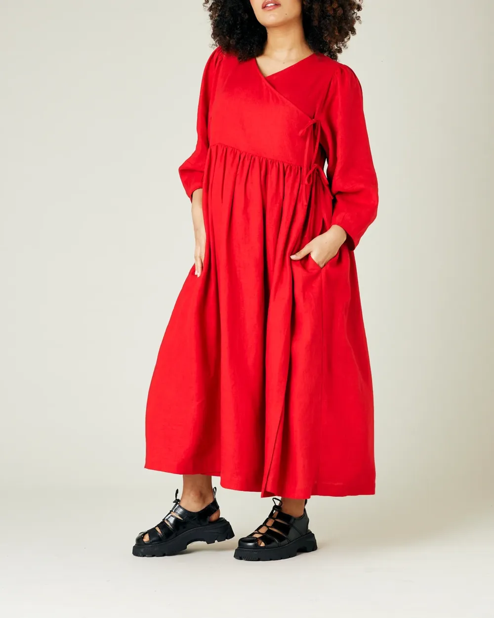 RED LINEN DRESS