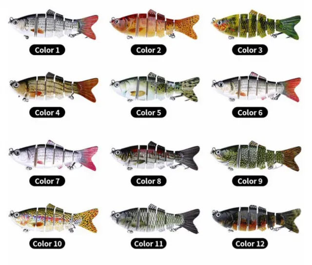 10cm/18g Lifelike 6 Segments Swimbait Fishing Lure Crankbait Hard Bait Fish Treble Hook Fishing Tackle