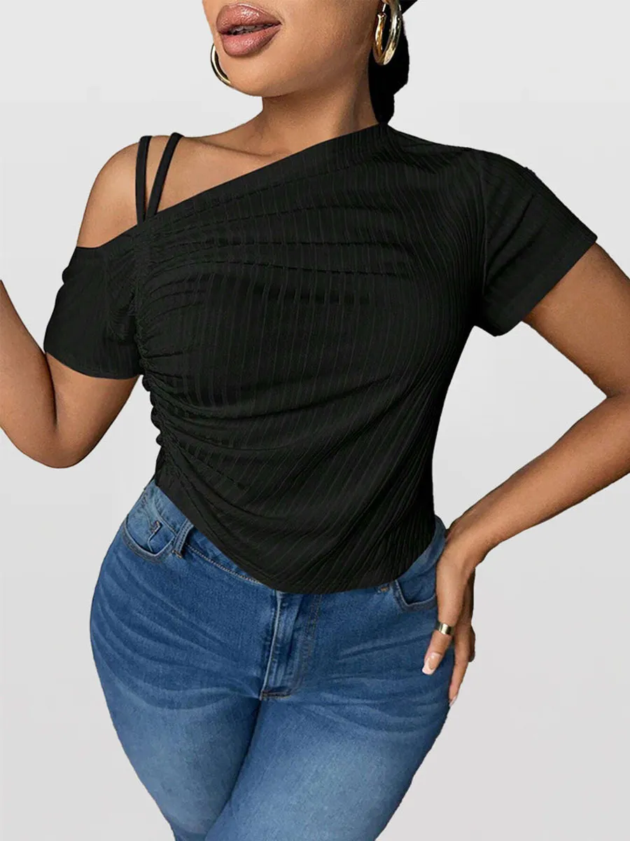 Asymmetrical Neck Cut Out Tee