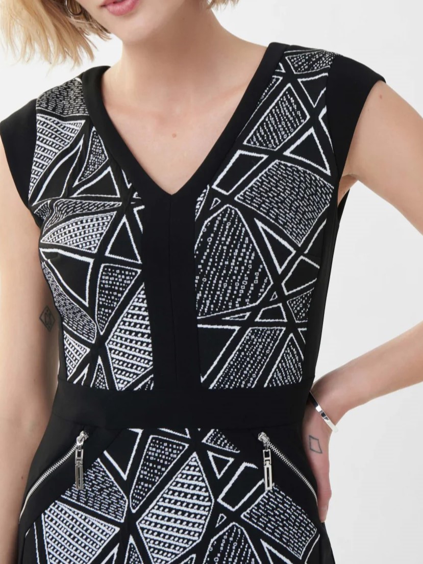 Dress Black White Print