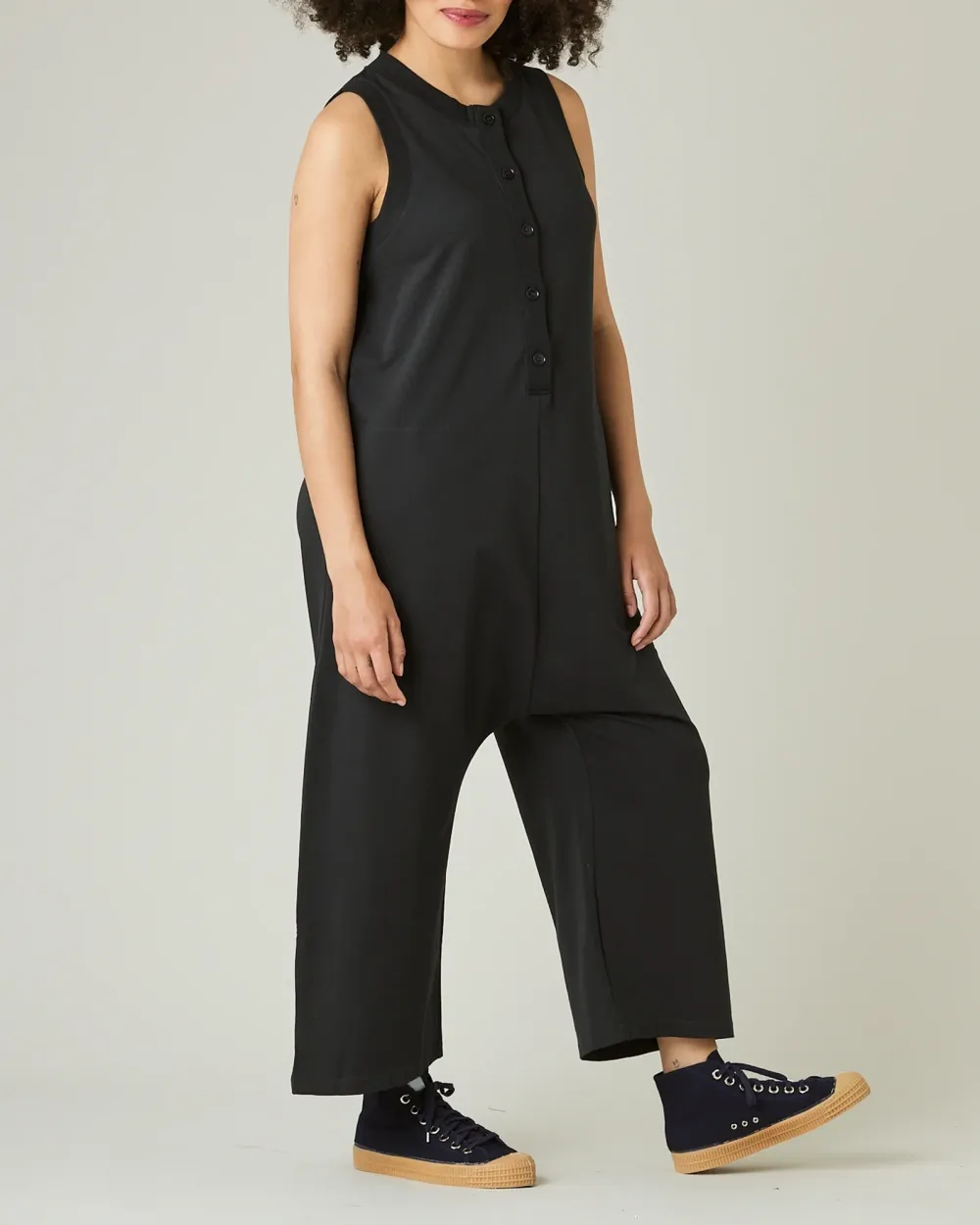 SLATE COTTON JERSEY JUMPSUIT