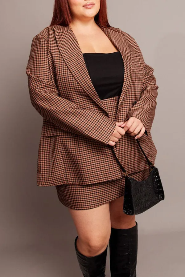 Brown Check Oversized Blazer