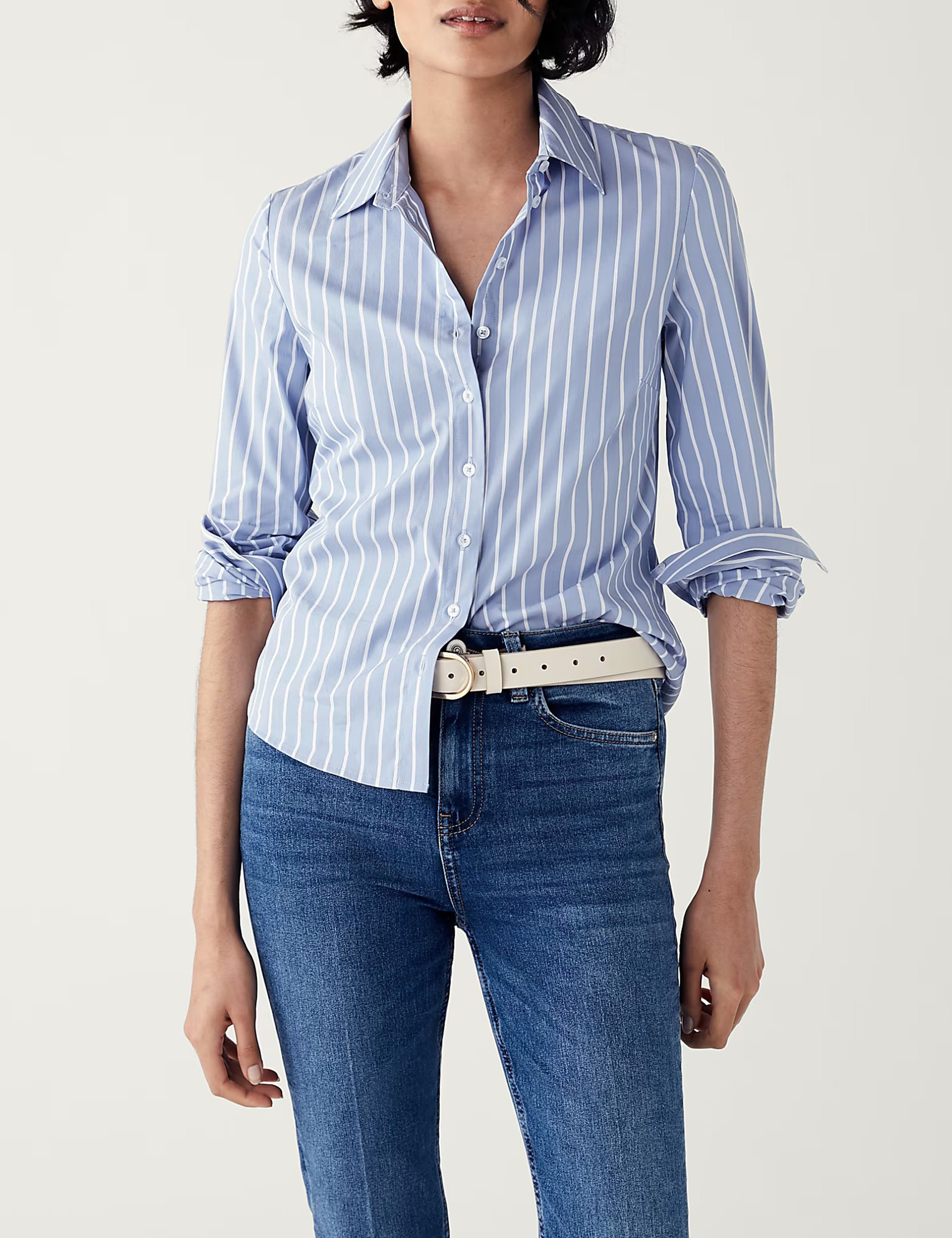 Cotton Rich Striped Fitted Shirt