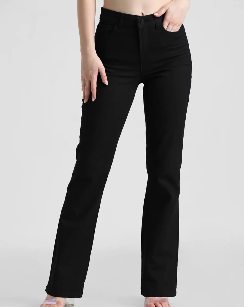 Black High Rise Flared Jeans